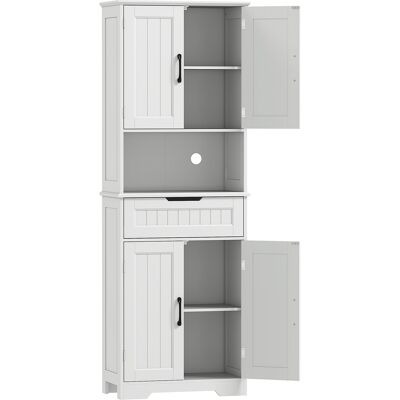 Homcom Credenza Cucina con 2 Armarios y Cajón, Encimera Central Abierta y Estantes Ajustables, Blanco Homcom Credenza Cucina con 2 Armarios y Cajón, Encimera Central Abierta y Estantes Ajustables, Blanco