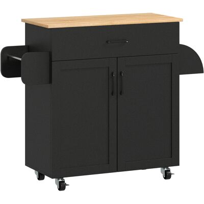 Homcom Mueble auxiliar/isla de cocina multi-almacenamiento cajones armario 2 puertas con estante regulable 105 x 36 x 85 cm negro Aosom España Homcom Mueble auxiliar/isla de cocina multi-almacenamiento cajones armario 2 puertas con estante regulable 105 x 36 x 85 cm negro Aosom España
