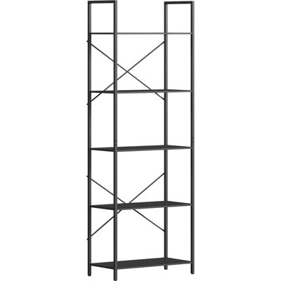 Homcom Estantería, estante independiente con 5 niveles, estantería industrial para oficina con estructura metálica, estantería abierta para salón, oficina, despacho, 60x30x170,5 cm, Negro Homcom Estantería, estante independiente con 5 niveles, estantería industrial para oficina con estructura metálica, estantería abierta para salón, oficina, despacho, 60x30x170,5 cm, Negro