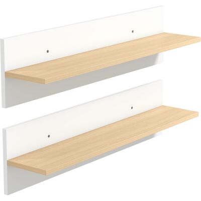 Homcom Set de 2 estanterías de pared estante flotante, balda de pared, repisa para presentación, para cocina, salón, Blanco+Madera natural Aosom España Homcom Set de 2 estanterías de pared estante flotante, balda de pared, repisa para presentación, para cocina, salón, Blanco+Madera natural Aosom España