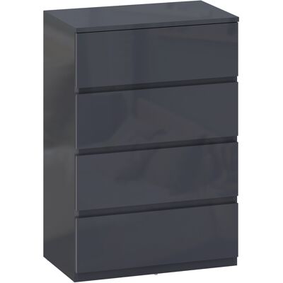 Homcom Cómoda 4 cajones, mueble de almacenaje de alto brillo, cierre suave y silencioso, 55 x 34 x 80 cm, gris Aosom España Homcom Cómoda 4 cajones, mueble de almacenaje de alto brillo, cierre suave y silencioso, 55 x 34 x 80 cm, gris Aosom España