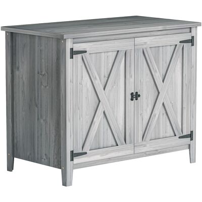 Outsunny Armario de jardín de madera, armario con estantes y puertas dobles, 110 x 60 x 88,5 cm, gris claro Aosom España Outsunny Armario de jardín de madera, armario con estantes y puertas dobles, 110 x 60 x 88,5 cm, gris claro Aosom España