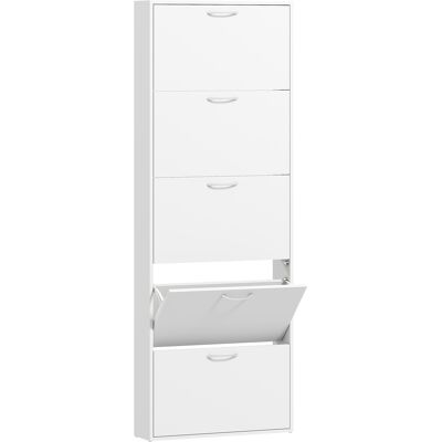 Homcom Zapatero 15 pares, armario zapatero estrecho moderno con 5 cajones abatibles, 65 x 17 x 180,5 cm blanco Aosom España Homcom Zapatero 15 pares, armario zapatero estrecho moderno con 5 cajones abatibles, 65 x 17 x 180,5 cm blanco Aosom España