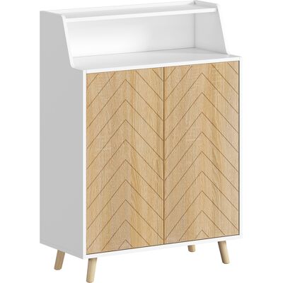 Homcom Zapatero Entrada Recibidor con 2 Puertas Estantes Ajustables y Compartimento Abierto 75x35x104 cm Blanco y Natural Homcom Zapatero Entrada Recibidor con 2 Puertas Estantes Ajustables y Compartimento Abierto 75x35x104 cm Blanco y Natural