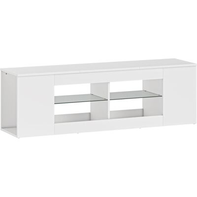 Homcom Soporte TV 140 cm, cómoda para TV, 6 compartimentos, 2 estantes de cristal, tablero de partículas, blanco Aosom España Homcom Soporte TV 140 cm, cómoda para TV, 6 compartimentos, 2 estantes de cristal, tablero de partículas, blanco Aosom España
