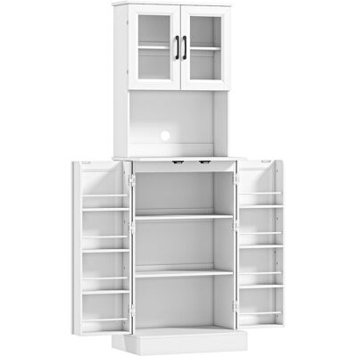 Homcom Armario de cocina, estante ajustable, encimera, puertas acrílicas, orificio para cables, para salón, cocina, comedor, MDF, blanco Aosom España Homcom Armario de cocina, estante ajustable, encimera, puertas acrílicas, orificio para cables, para salón, cocina, comedor, MDF, blanco Aosom España