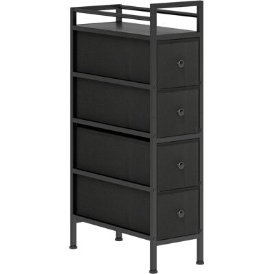 Homcom Cómoda armario con 4 cajones de tela no tejida, mueble de almacenamiento con marco de acero, 20cm x 43cm x 81,5cm, Negro Aosom España Homcom Cómoda armario con 4 cajones de tela no tejida, mueble de almacenamiento con marco de acero, 20cm x 43cm x 81,5cm, Negro Aosom España