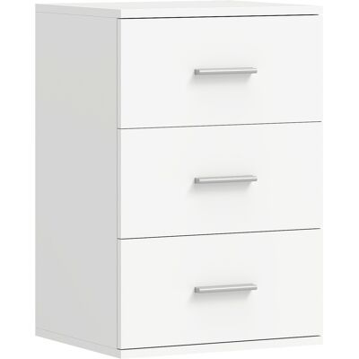 Homcom Mesita de noche con 3 cajones, cómoda auxiliar para dormitorio, MDF, Blanco Homcom Mesita de noche con 3 cajones, cómoda auxiliar para dormitorio, MDF, Blanco