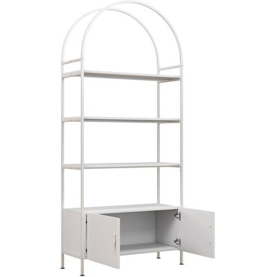 Homcom Estantería de almacenamiento, librería arqueada de 4 niveles con armario de doble puerta, 80 x 30 x 187 cm, blanco Homcom Estantería de almacenamiento, librería arqueada de 4 niveles con armario de doble puerta, 80 x 30 x 187 cm, blanco