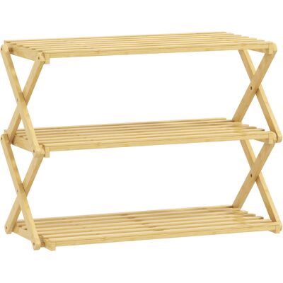 Homcom Zapatero Estrecho de Bambú Zapatero Vertical Plegable de 3 Niveles Sin Instalación Natural Homcom Zapatero Estrecho de Bambú Zapatero Vertical Plegable de 3 Niveles Sin Instalación Natural