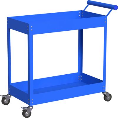 DURHAND Carrito de taller servante de 2 niveles, asa lateral y ruedas con freno, 84,5x38x84 cm, azul Aosom España DURHAND Carrito de taller servante de 2 niveles, asa lateral y ruedas con freno, 84,5x38x84 cm, azul Aosom España