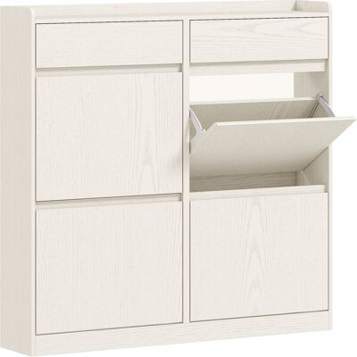 Homcom Zapatero Estrecho con 2 Cajones para 8 Pares 4 Compartimentos Abatibles y Encimera 98x19,2x95,3 cm Blanco Veteado Aosom España Homcom Zapatero Estrecho con 2 Cajones para 8 Pares 4 Compartimentos Abatibles y Encimera 98x19,2x95,3 cm Blanco Veteado Aosom España
