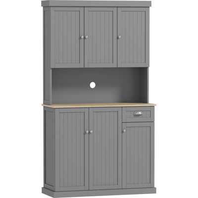 Homcom Mueble de cocina en madera con armarios y cajón, aparador estilo country con estantes regulables, 101x39x180cm, Blanco Aosom España Homcom Mueble de cocina en madera con armarios y cajón, aparador estilo country con estantes regulables, 101x39x180cm, Blanco Aosom España
