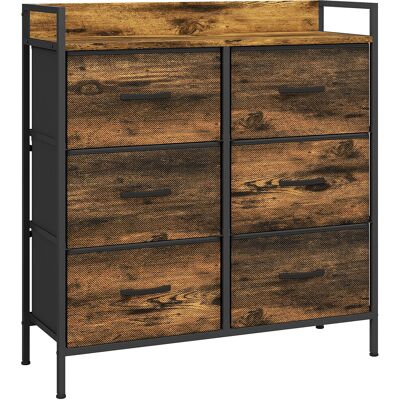 Homcom Cómoda con 6 Cajones Plegables Cajonera de Tela con Estructura de Acero Estilo Industrial 79x29x85 cm Marrón Rústico Aosom España Homcom Cómoda con 6 Cajones Plegables Cajonera de Tela con Estructura de Acero Estilo Industrial 79x29x85 cm Marrón Rústico Aosom España