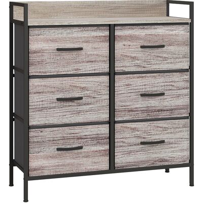 Homcom Cómoda con 6 Cajones Plegables Cajonera de Tela con Estructura de Acero Estilo Industrial 79x29x85 cm Gris Aosom España Homcom Cómoda con 6 Cajones Plegables Cajonera de Tela con Estructura de Acero Estilo Industrial 79x29x85 cm Gris Aosom España