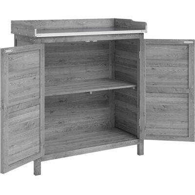 Outsunny Armario de Jardín de Madera con Mesa de Cultivo y Encimera Galvanizada, 83x40x92 cm, Gris Aosom España Outsunny Armario de Jardín de Madera con Mesa de Cultivo y Encimera Galvanizada, 83x40x92 cm, Gris Aosom España