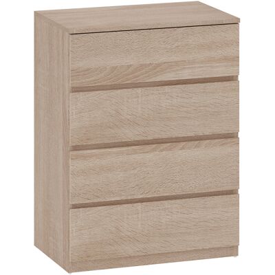 Homcom Cajonera 4 Cajones de Madera con Guías Metálicas y Tiradores Ranurados, 60x40x80 cm, color Haya Aosom España Homcom Cajonera 4 Cajones de Madera con Guías Metálicas y Tiradores Ranurados, 60x40x80 cm, color Haya Aosom España