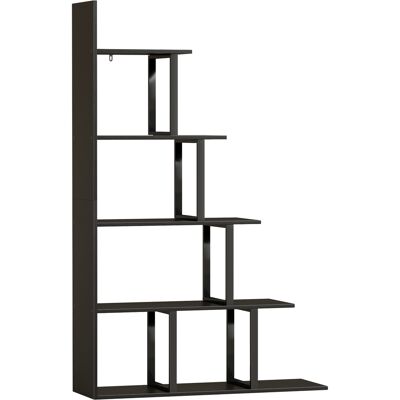 Homcom Estantería biblioteca separador de ambientes estilo industrial en escalera 5 baldas 102 x 30 x 160 cm color negro Homcom Estantería biblioteca separador de ambientes estilo industrial en escalera 5 baldas 102 x 30 x 160 cm color negro