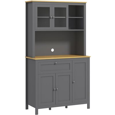 Homcom Aparador de Cocina Alto Tipo Buffet con Puertas de Vidrio y Estante Ajustable y Encimera de Microondas 100x40x180cm Gris Aosom España Homcom Aparador de Cocina Alto Tipo Buffet con Puertas de Vidrio y Estante Ajustable y Encimera de Microondas 100x40x180cm Gris Aosom España