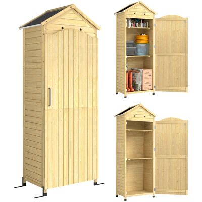 Outsunny Armario de Jardín en Madera Techo Acero Galvanizado Textura Gofrada Estantes Regulables 85x58x213cm Madera Natural Aosom España Outsunny Armario de Jardín en Madera Techo Acero Galvanizado Textura Gofrada Estantes Regulables 85x58x213cm Madera Natural Aosom España