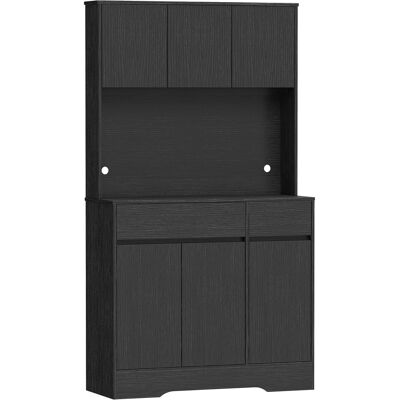 Homcom Aparador de cocina con encimera, 6 puertas, armario alto de gran capacidad con estantes, negro Aosom España Homcom Aparador de cocina con encimera, 6 puertas, armario alto de gran capacidad con estantes, negro Aosom España