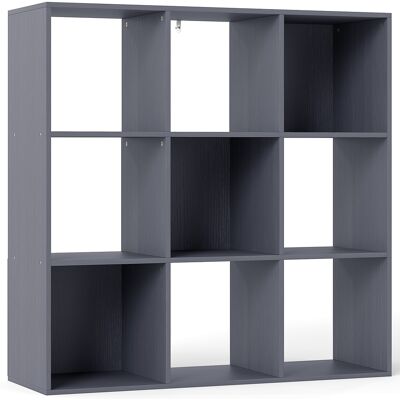 Homcom Estantería, estante de almacenamiento de 3 niveles con 9 compartimentos, para salón, oficina, dormitorio, 91x29,5x91cm, gris Aosom España Homcom Estantería, estante de almacenamiento de 3 niveles con 9 compartimentos, para salón, oficina, dormitorio, 91x29,5x91cm, gris Aosom España
