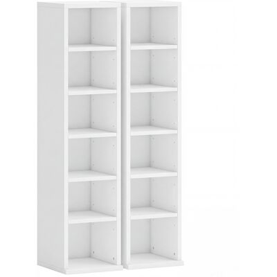 Homcom Lote de 2 estanterías columna armario de almacenamiento CD-DVD 12 compartimentos 21 x 22,5 x 88,5 cm capacidad 204 CD blanco Aosom España Homcom Lote de 2 estanterías columna armario de almacenamiento CD-DVD 12 compartimentos 21 x 22,5 x 88,5 cm capacidad 204 CD blanco Aosom España