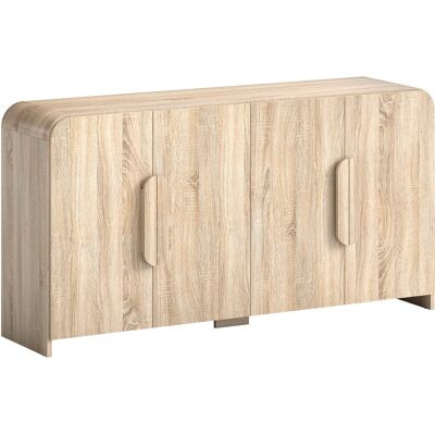 Homcom Aparador de Cocina con 2 Armarios, Puertas Soft-Close y Estantes Regulables, 157x39x82 cm, Madera Natural Aosom España Homcom Aparador de Cocina con 2 Armarios, Puertas Soft-Close y Estantes Regulables, 157x39x82 cm, Madera Natural Aosom España
