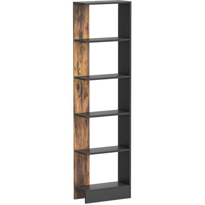 Homcom Estantería Moderna Ahorraespacio de 5 Estantes en Madera 45x21x170 cm, Marrón y Negro Aosom España Homcom Estantería Moderna Ahorraespacio de 5 Estantes en Madera 45x21x170 cm, Marrón y Negro Aosom España