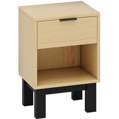 Homcom Mesita de noche, mesita con cajón, compartimento abierto, cómoda para dormitorio, salón, 35 x 26 x 50 cm, Roble Aosom España Homcom Mesita de noche, mesita con cajón, compartimento abierto, cómoda para dormitorio, salón, 35 x 26 x 50 cm, Roble Aosom España