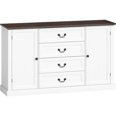 Homcom Aparador de Cocina Estilo Vintage con 4 Cajones y 2 Armarios con Estantes Regulables, 147x40x87, Madera Blanca Aosom España Homcom Aparador de Cocina Estilo Vintage con 4 Cajones y 2 Armarios con Estantes Regulables, 147x40x87, Madera Blanca Aosom España