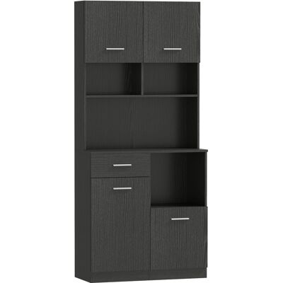 Homcom Armario de cocina, aparador con cajón, puertas Soft-Close, 80 x 35 x 180 cm, Negro Aosom España Homcom Armario de cocina, aparador con cajón, puertas Soft-Close, 80 x 35 x 180 cm, Negro Aosom España