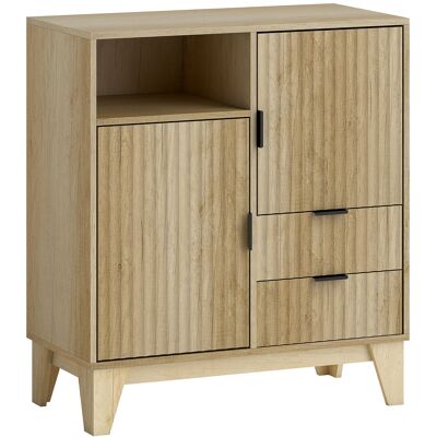 Homcom Aparador de salón, mueble de almacenaje, 2 puertas, 2 cajones, estante regulable, compartimento abierto, 80x40x90 cm, madera natural Aosom España Homcom Aparador de salón, mueble de almacenaje, 2 puertas, 2 cajones, estante regulable, compartimento abierto, 80x40x90 cm, madera natural Aosom España
