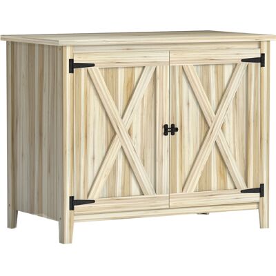 Outsunny Armario de jardín de madera, armario de jardín de madera con estantes y puertas dobles, 110 x 60 x 88,5 cm, madera natural Aosom España Outsunny Armario de jardín de madera, armario de jardín de madera con estantes y puertas dobles, 110 x 60 x 88,5 cm, madera natural Aosom España