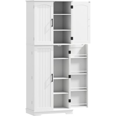 Homcom Aparador alto de cocina, armario de cocina, 4 puertas, 10 nichos, 8 porta-especias y estantes ajustables, 60x35x162cm, blanco Aosom España Homcom Aparador alto de cocina, armario de cocina, 4 puertas, 10 nichos, 8 porta-especias y estantes ajustables, 60x35x162cm, blanco Aosom España