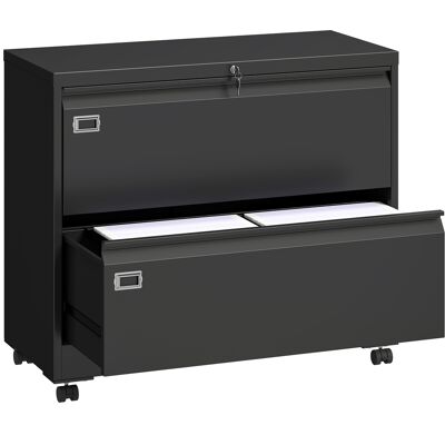 Homcom Cajonera con 2 cajones cerrable archivador con rieles colgantes ajustables 90 x 40 x 77,4 cm Negro Aosom España Homcom Cajonera con 2 cajones cerrable archivador con rieles colgantes ajustables 90 x 40 x 77,4 cm Negro Aosom España