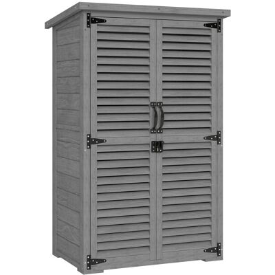 Outsunny Armario de Jardín Remise Para Herramientas en Madera 2 Estantes Techo Bituminoso Puertas Persianas Cerrable 75 x 50 x 118cm Gris Aosom España Outsunny Armario de Jardín Remise Para Herramientas en Madera 2 Estantes Techo Bituminoso Puertas Persianas Cerrable 75 x 50 x 118cm Gris Aosom España