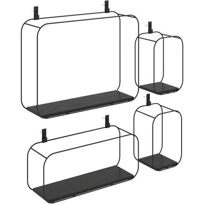 Homcom Estantes Flotantes Geométricos para Salón, Set de 4 Piezas, Negro Aosom España Homcom Estantes Flotantes Geométricos para Salón, Set de 4 Piezas, Negro Aosom España