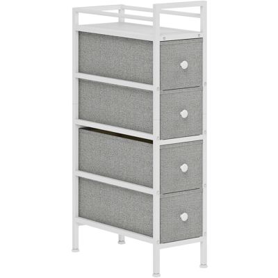 Homcom Cómoda con 4 Cajones de Tela Marco de Acero Cómoda para Dormitorio para Espacios Pequeños Salón Vestidor Gris Claro Homcom Cómoda con 4 Cajones de Tela Marco de Acero Cómoda para Dormitorio para Espacios Pequeños Salón Vestidor Gris Claro