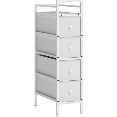 Homcom Cómoda con 4 Cajones de Tela Marco de Acero Cómoda para Dormitorio para Espacios Pequeños Salón Vestidor Blanco Homcom Cómoda con 4 Cajones de Tela Marco de Acero Cómoda para Dormitorio para Espacios Pequeños Salón Vestidor Blanco