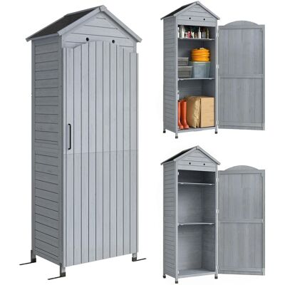 Outsunny Armario de jardín de madera cobertizo extra alto con estante ajustable puerta magnética techo galvanizado ventilación Aosom España Outsunny Armario de jardín de madera cobertizo extra alto con estante ajustable puerta magnética techo galvanizado ventilación Aosom España