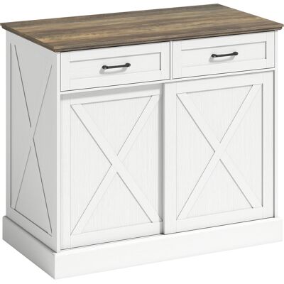 Homcom Isla central de cocina, buffet de cocina, mueble de almacenamiento con 2 cajones 2 puertas correderas, estante regulable, blanco Homcom Isla central de cocina, buffet de cocina, mueble de almacenamiento con 2 cajones 2 puertas correderas, estante regulable, blanco