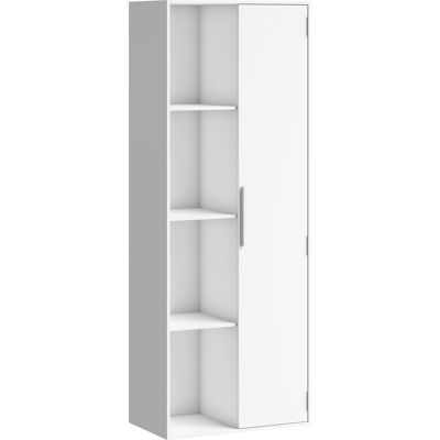 Homcom Estantería de 4 niveles con baldas ajustables, estante con armario y puertas para salón, despacho, Blanco Homcom Estantería de 4 niveles con baldas ajustables, estante con armario y puertas para salón, despacho, Blanco