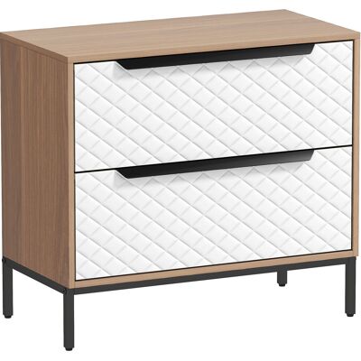 Homcom Cómoda con 2 Cajones de Tela Frentes con Patrón de Diamante para Salón Oficina Vestidor Natural y Blanco Homcom Cómoda con 2 Cajones de Tela Frentes con Patrón de Diamante para Salón Oficina Vestidor Natural y Blanco