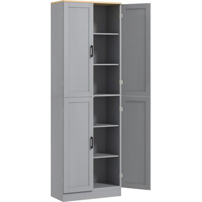 Homcom Alacena de Cocina Multifuncional Armario Almacenaje con 4 Puertas Estantes Ajustables 60x30x171 cm Gris Aosom España Homcom Alacena de Cocina Multifuncional Armario Almacenaje con 4 Puertas Estantes Ajustables 60x30x171 cm Gris Aosom España