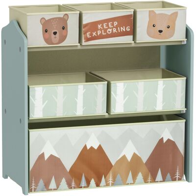 ZONEKIZ Organizador de Juguetes para Niños Estantería para Juguetes con 6 Cajas de Tela no Tejida Extraíbles 63x30x66 cm Verde Aosom España ZONEKIZ Organizador de Juguetes para Niños Estantería para Juguetes con 6 Cajas de Tela no Tejida Extraíbles 63x30x66 cm Verde Aosom España