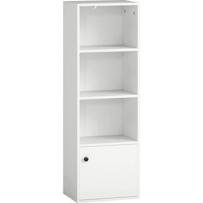 Homcom Librería de 4 Niveles Estantería para Libros Moderna con Estantes Abiertos y Puerta 40x30x120 cm Blanco Aosom España Homcom Librería de 4 Niveles Estantería para Libros Moderna con Estantes Abiertos y Puerta 40x30x120 cm Blanco Aosom España