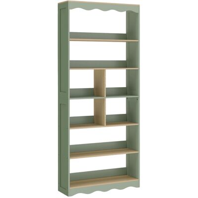 Homcom Librería, estantería de 6 niveles con 6 compartimentos abiertos, 76 x 23,8 x 180 cm, madera natural y verde Homcom Librería, estantería de 6 niveles con 6 compartimentos abiertos, 76 x 23,8 x 180 cm, madera natural y verde