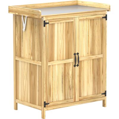 Outsunny Armario de Exterior, Cobertizo para Herramientas con Estante, en Madera con 2 Puertas para Jardín, Patio, Color Madera Outsunny Armario de Exterior, Cobertizo para Herramientas con Estante, en Madera con 2 Puertas para Jardín, Patio, Color Madera