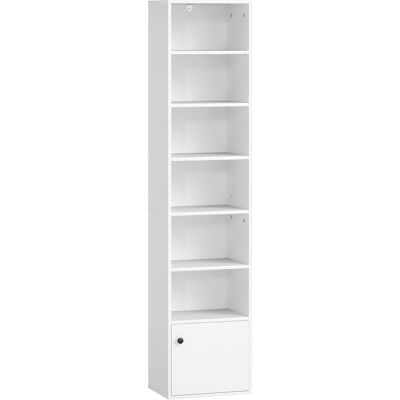 Homcom Librería de 7 Niveles Estantería para Libros Moderna con Estantes Abiertos y Puerta 40x30x180 cm Blanco Homcom Librería de 7 Niveles Estantería para Libros Moderna con Estantes Abiertos y Puerta 40x30x180 cm Blanco